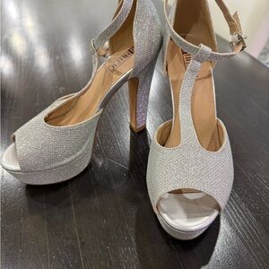 Silver platform heels